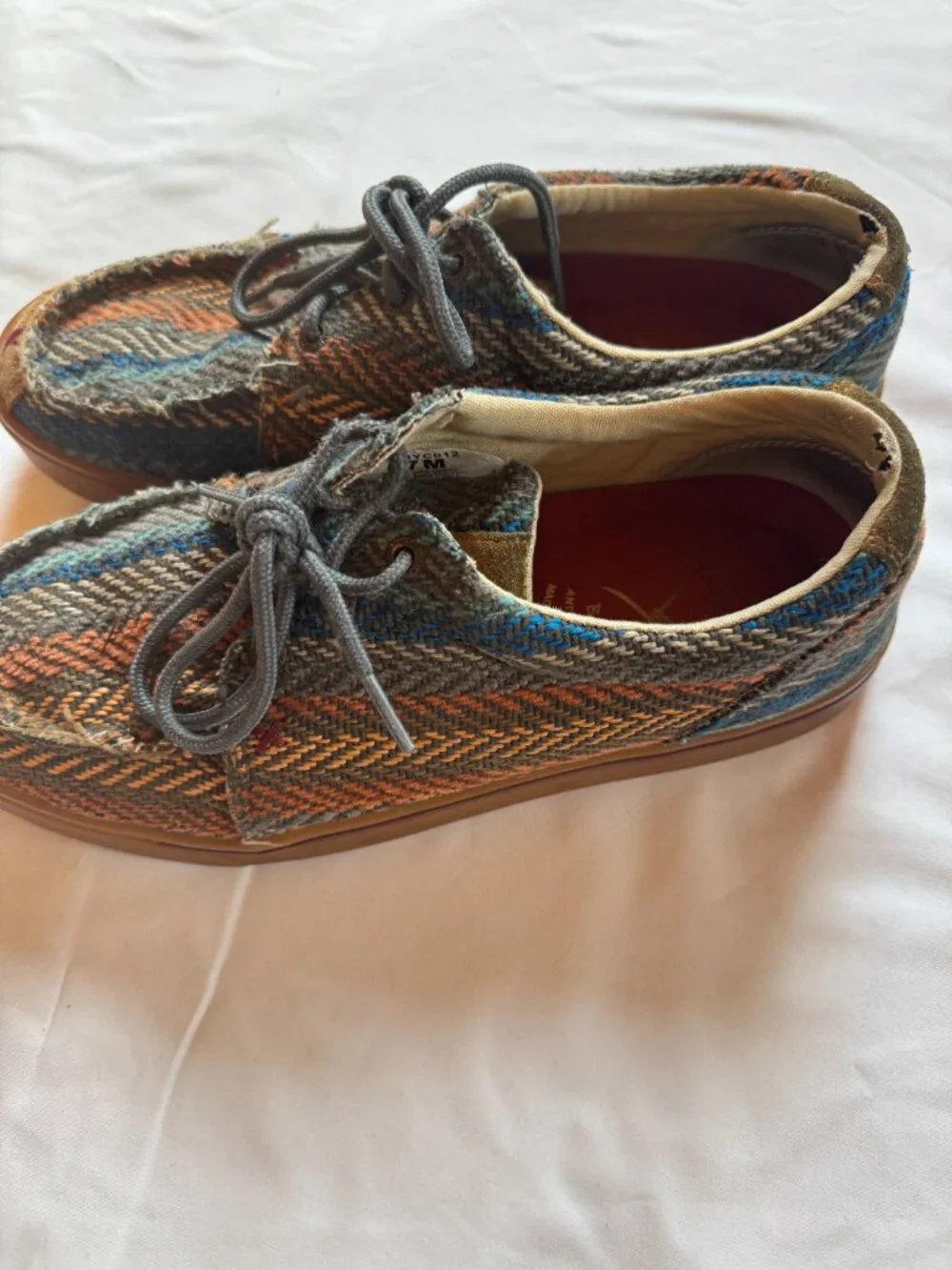 Twisted X Herringbone Tweed Lace-Up Moccasin Shoes Size 7